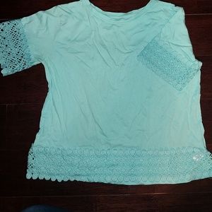 Aqua colores blouse, short sleeved